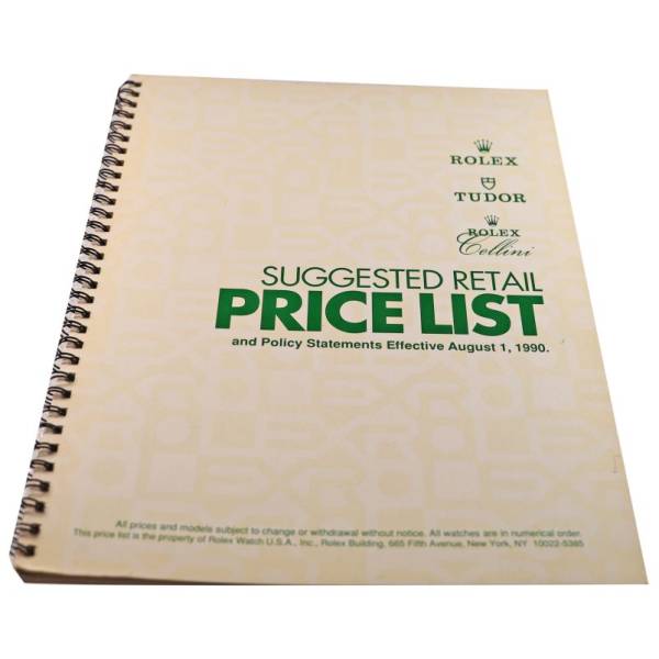 Rolex 1990 Master Dealer Watch Price List Catalog - HorologyBooks.com