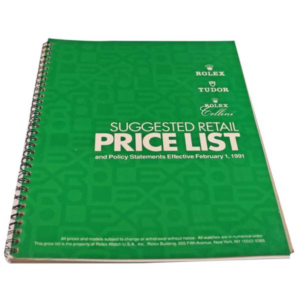 Rolex 1991 Master Dealer Watch Price List Catalog - HorologyBooks.com