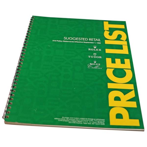 Rolex 1992 Master Dealer Price List Watch Catalog - HorologyBooks.com