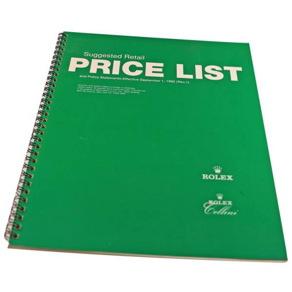Rolex 1992 Master Dealer Watch Price List Catalog - HorologyBooks.com
