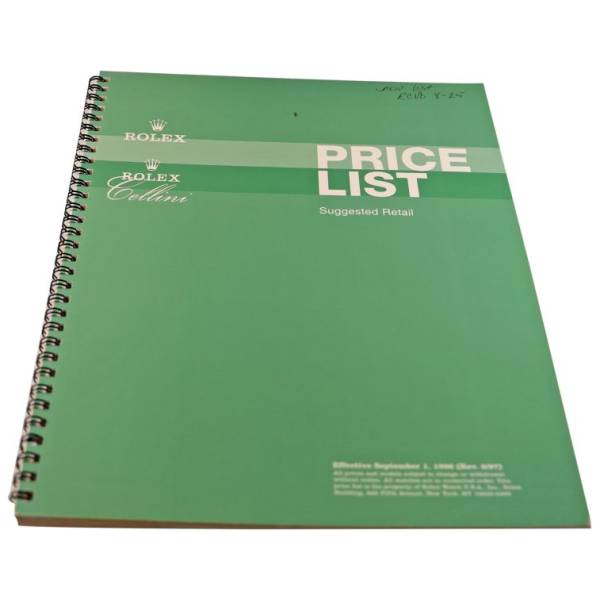 Rolex 1996 Master Dealer Watch Price List Catalog - HorologyBooks.com