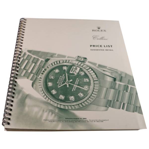 Rolex 2002 Master Dealer Watch Price List Catalog - HorologyBooks.com