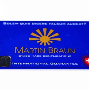 Martin Braun Watch International Guarantee Warranty Card