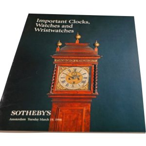 Sotheby’s Important Clocks, Watches And Wristwatches Amsterdam March 19, 1996 Auction Catalog