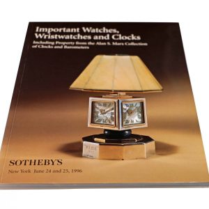 Sotheby’s Important Watches, Wristwatches And Clocks New York June 24-25, 1996 Auction Catalog