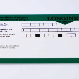 Longines Watch Guarantee Warranty Card